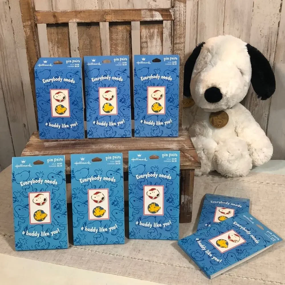 Hallmark Snoopy and Woodstock Pin Pairs NEW on Card! 8 Sets - Great for Parties